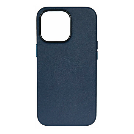 кожанная накладка kzdoo noble collection с magsafe для apple iphone 15 pro темно-синяя