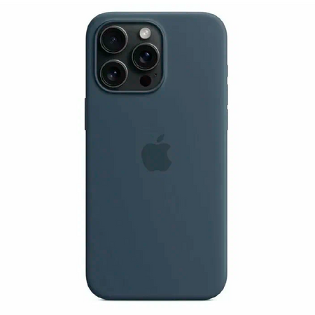 силиконовая накладка silicone case с magsafe для iphone 15 pro max синий титан sz