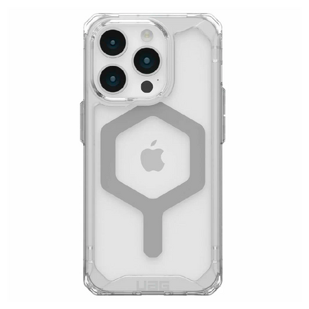противоударная пластиковая накладка uag plyo magsafe серебро для iphone 15 pro прозрачная