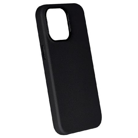 кожанная накладка leather case c mag safe для apple iphone 15 pro (черная)