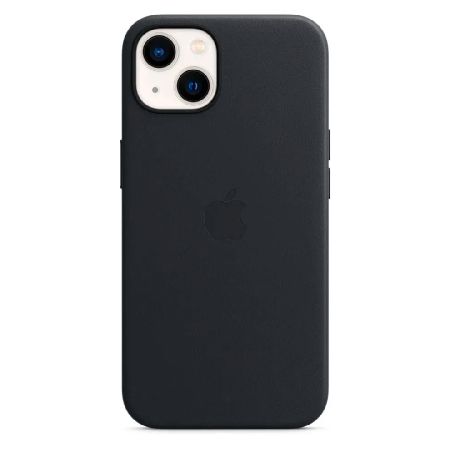 кожанная накладка leather case c mag safe для apple iphone 15 (черная)