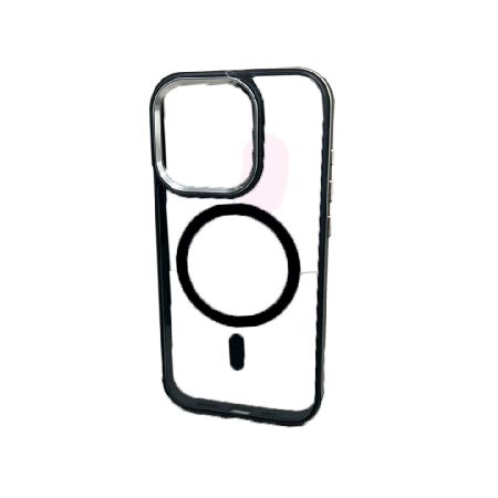 противоударная пластиковая накладка monarch metal для iphone 15 pro c металлической рамкой с magsafe серый