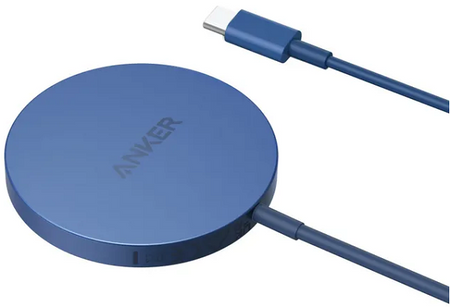 беспроводное зарядное устройство anker powerwave select+ magnetic pad 15w a2566 синее