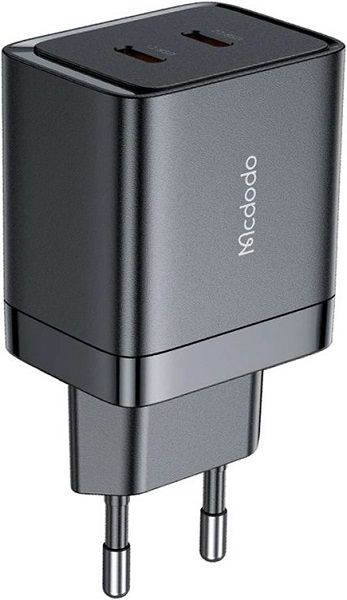 сетевое зарядное устройство mcdodo ch-2501 40w dual usb-c gan fast charge черный