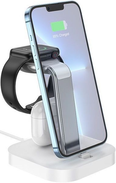 настольное зарядное устройсво hoco cw43 graceful 3-in-1 для iphone+airpods+apple watch