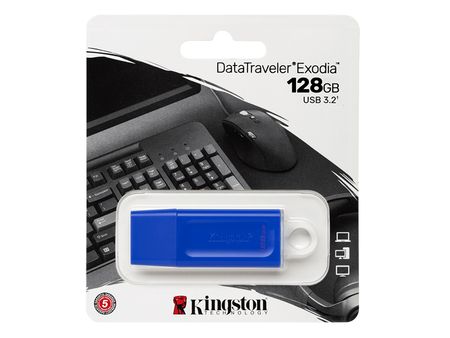 usb flash drive 128gb - kingston datatraveler exodia blue kc-u2g128-7gb