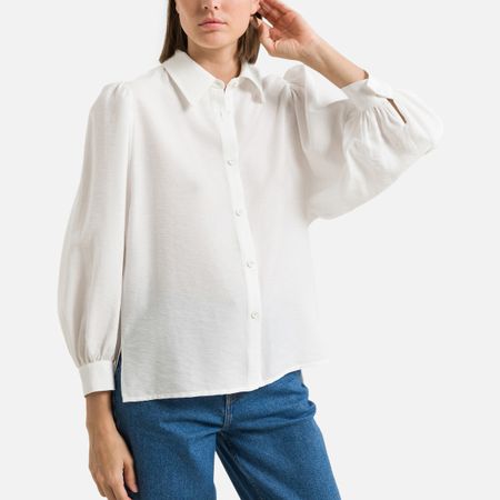 рубашка однотонная с длинными рукавами 2(m) белый