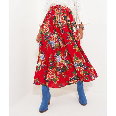 юбка длинная с цветочным рисунком 42 (fr) - 48 (rus) красный
