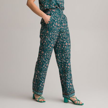брюки широкие с цветочным принтом 40 (fr) - 46 (rus) зеленый