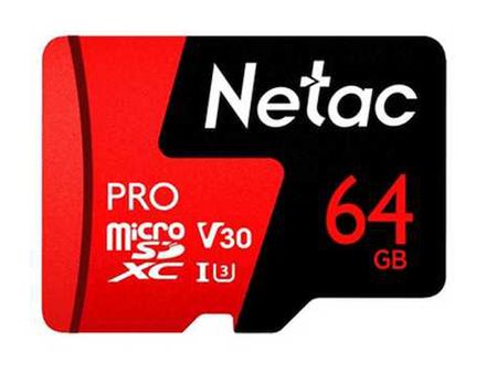 карта памяти 64gb - netac p500 extreme pro microsdxc class 10 a1 v30 nt02p500pro-064g-s