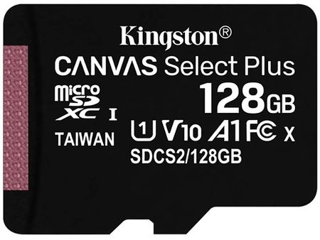 карта памяти 128gb - kingston micro secure digital hc class10 uhs-i canvas select sdcs2/128gbsp