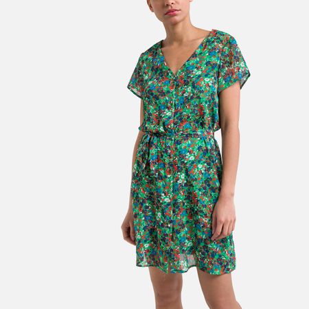 платье короткое с принтом xs зеленый