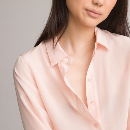 рубашка с длинными рукавами из шелка 36 (fr) - 42 (rus) розовый