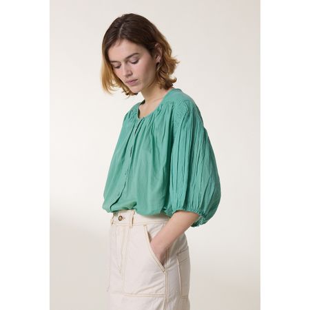 блузка с пышными рукавами corso l зеленый