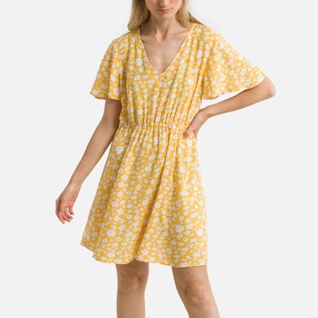 платье короткое с v-образным вырезом 46 желтый