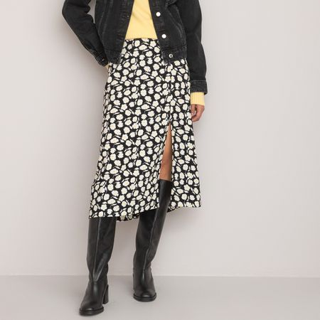 юбка длинная прямая с цветочным принтом 48 (fr) - 54 (rus) черный