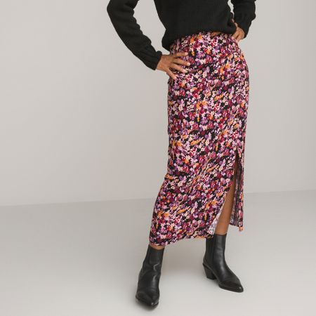 юбка длинная с эффектом драпировки цветочный принт 46 (fr) - 52 (rus) черный
