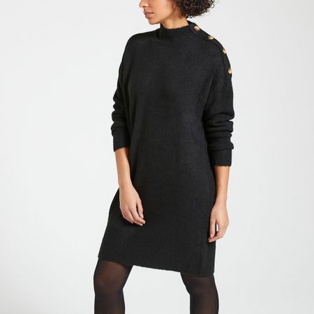платье-пуловер с длинными рукавами тонкий трикотаж m черный