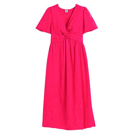 платье длинное с эффектом запаха из жаккарда 42 розовый