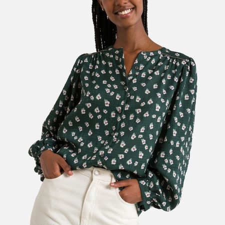 блузка с цветочным принтом с длинными рукавами 1(s) зеленый