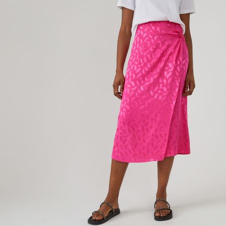 юбка длинная из жаккарда с эффектом завязок 40 (fr) - 46 (rus) розовый