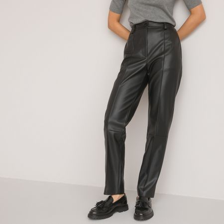 брюки прямые из искусственной кожи 42 (fr) - 48 (rus) черный