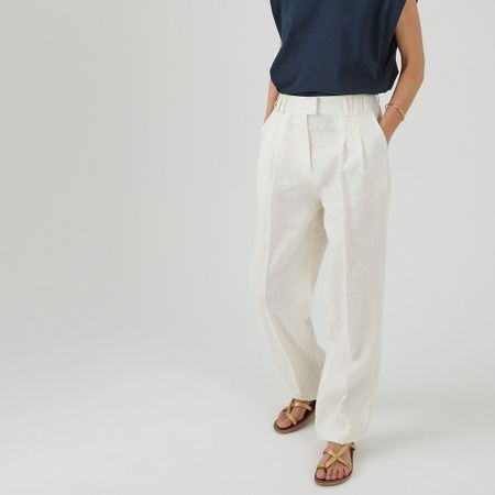 брюки широкие изо льна 48 (fr) - 54 (rus) белый