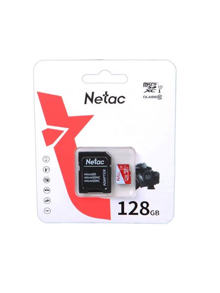 карта памяти 128gb - netac microsd p500 eco uhs-i class 10 nt02p500eco-128g-r + с переходником под sd
