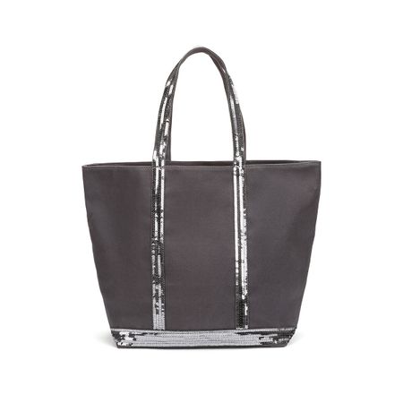 сумка-шоппер из хлопка с пайетками единый размер серый