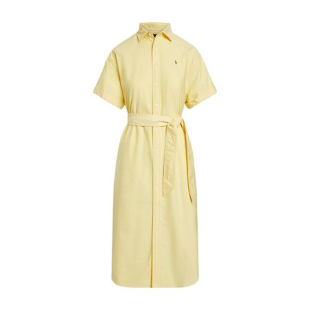платье-рубашка с короткими рукавами длина миди s желтый