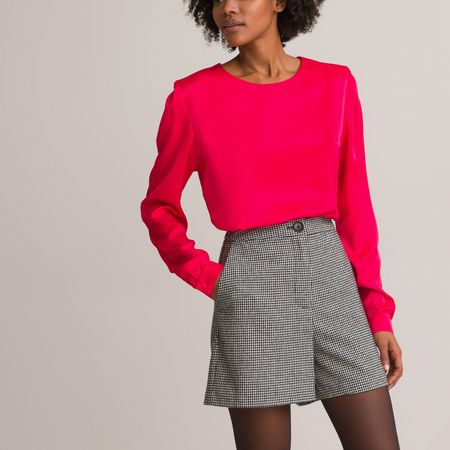 блузка с круглым вырезом и длинными рукавами 44 (fr) - 50 (rus) розовый