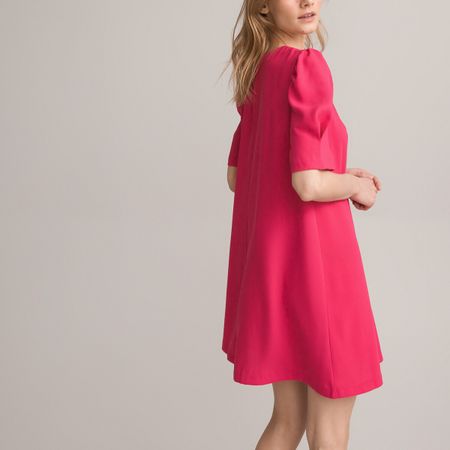 платье короткое с v-образным вырезом короткие рукава 40 розовый