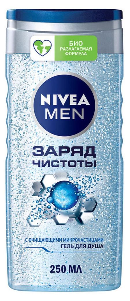 гель для душа мужской nivea men заряд чистоты с очищающими микрочастицами
