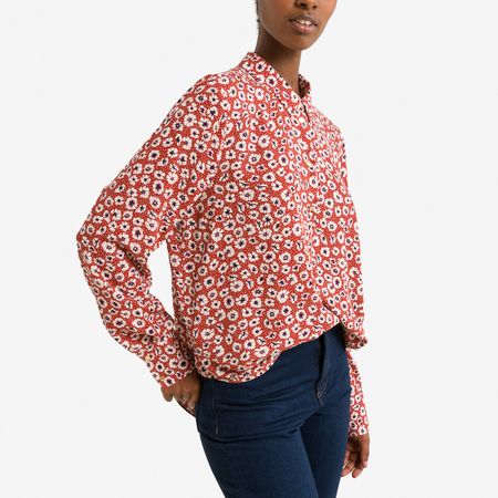 блузка с цветочным принтом xs красный