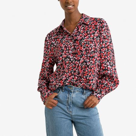 блузка с цветочным принтом xs разноцветный