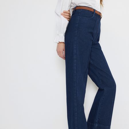 джинсы широкие с высокой талией 50 (fr) - 56 (rus) синий