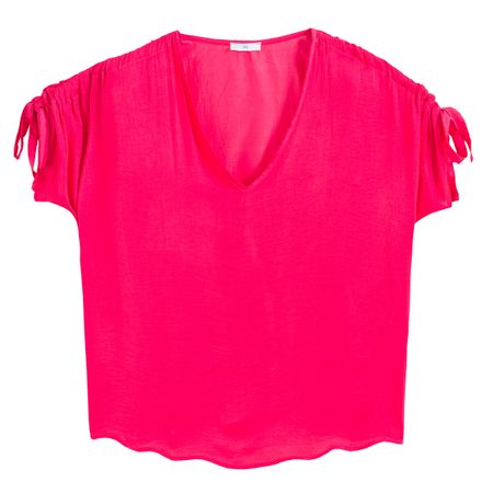 блузка с v-образным вырезом короткие рукава со сборками 38 (fr) - 44 (rus) розовый