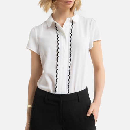 блузка с закругленным отложным воротником и короткими рукавами 52 (fr) - 58 (rus) белый