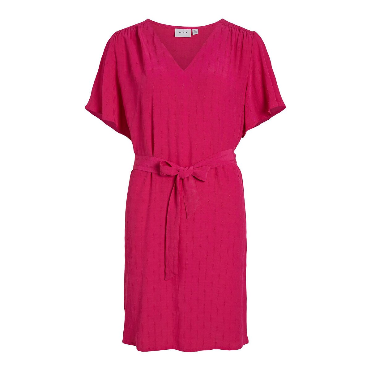 платье короткое пояс с завязками 44 розовый