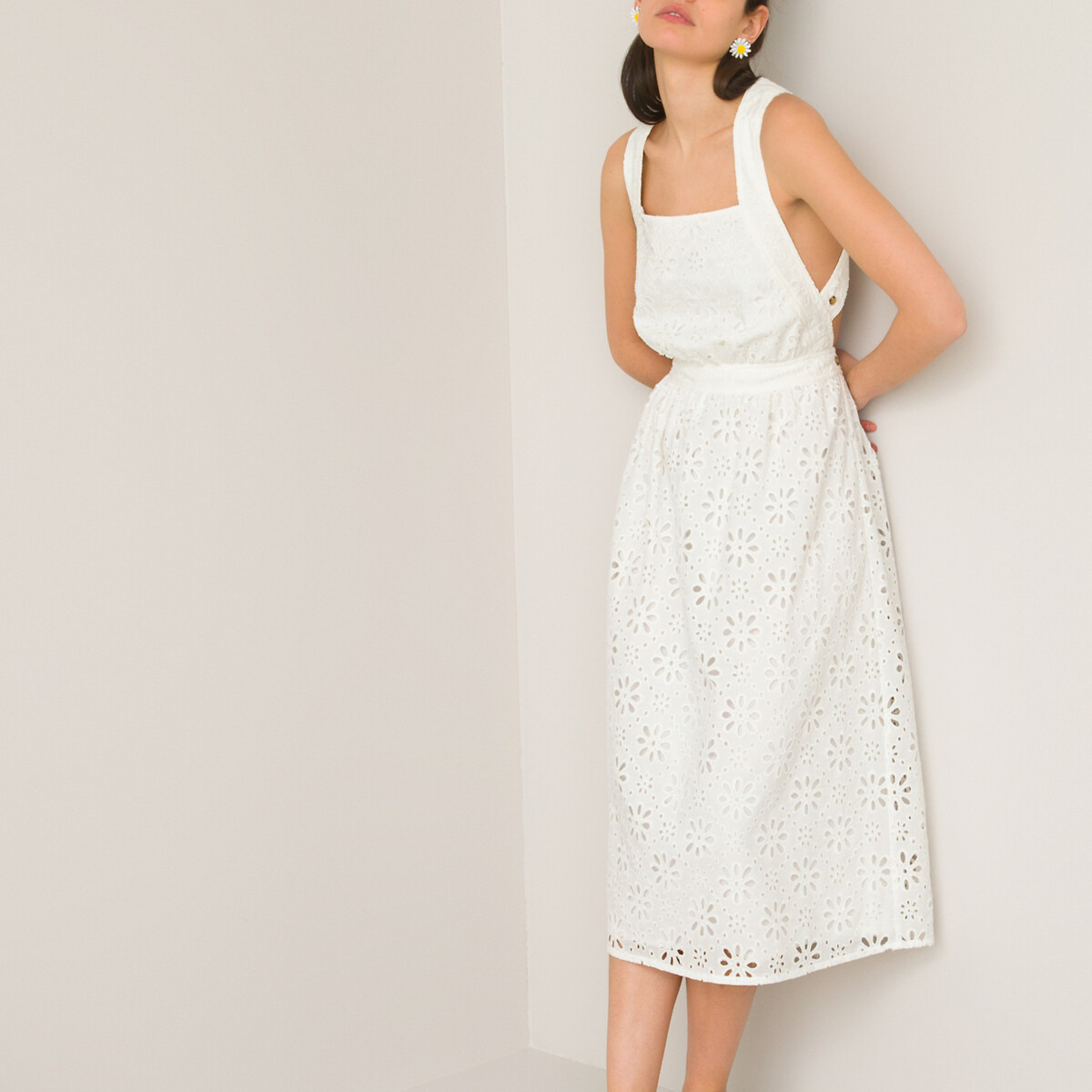 платье-фартук из английской вышивки 52 белый
