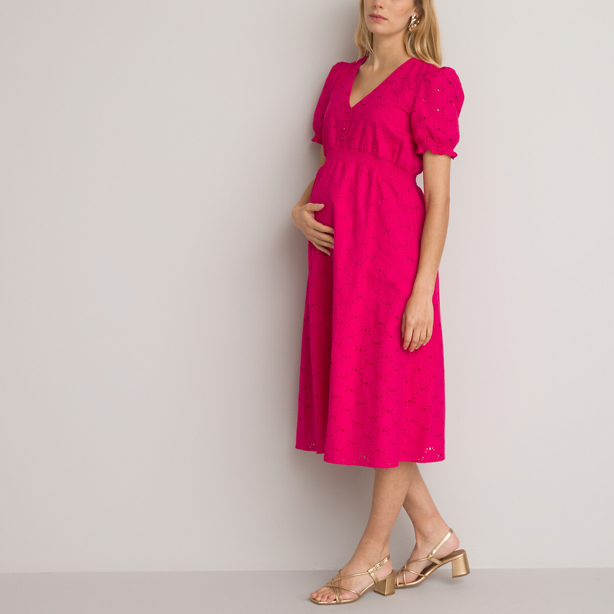 платье для периода беременности из английской вышивки 52 розовый