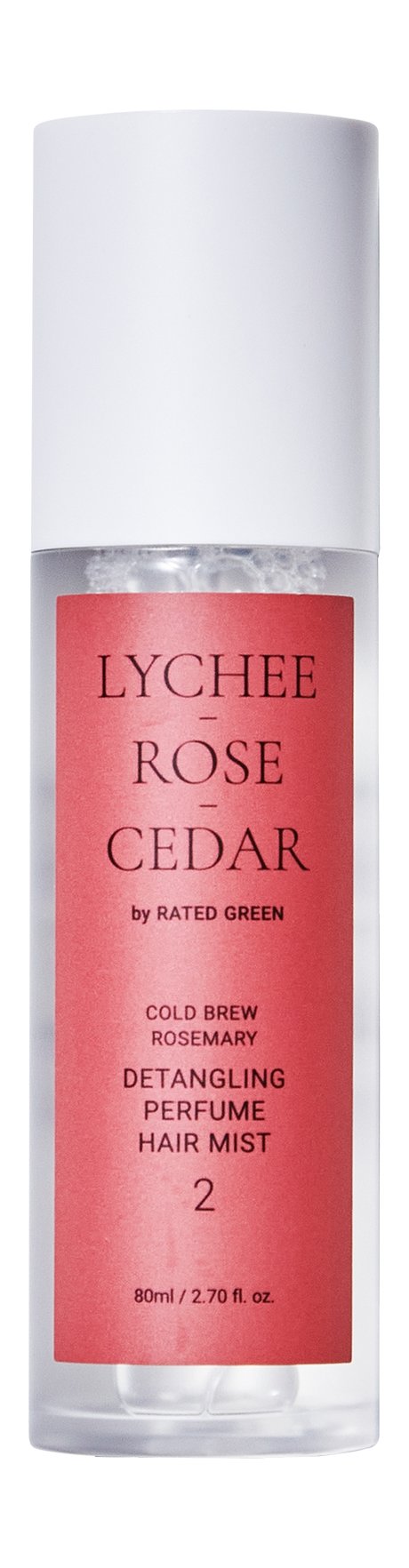 rated green detangling perfume hair mist 2 - lychee-rose-cedar