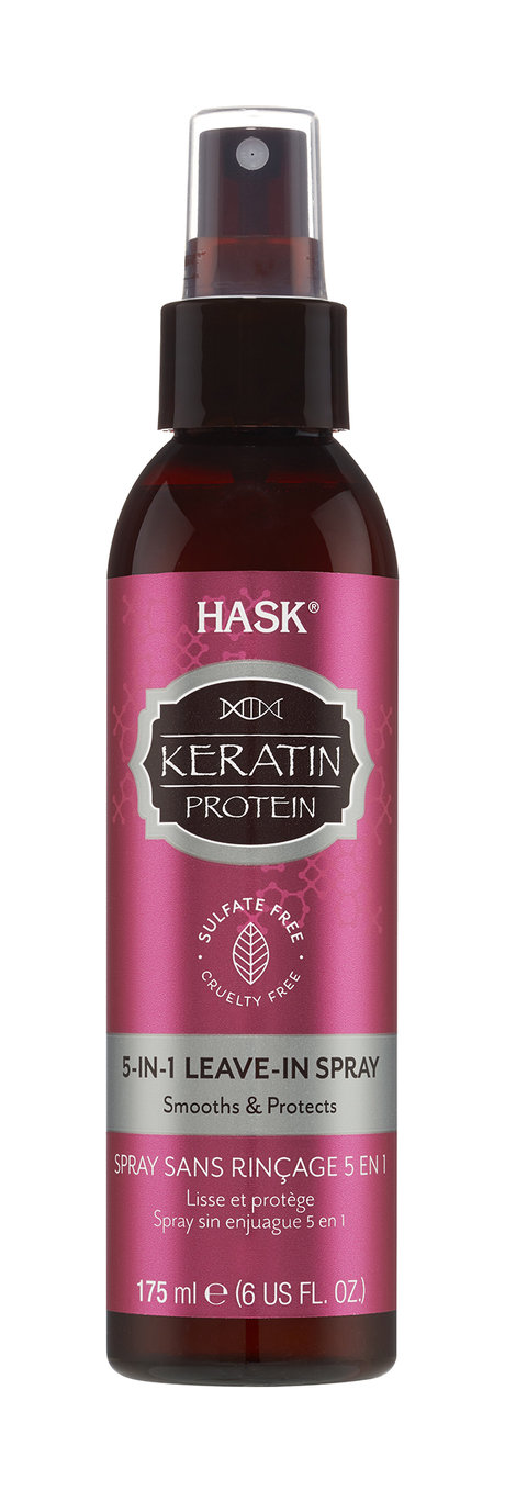 hask keratin protein 5-in-1 leave in spray smooths & protects