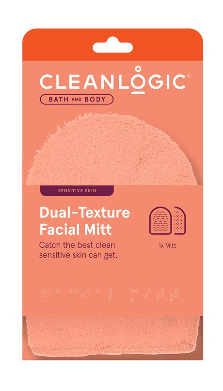 cleanlogic bath & body dual-texture facial mitt
